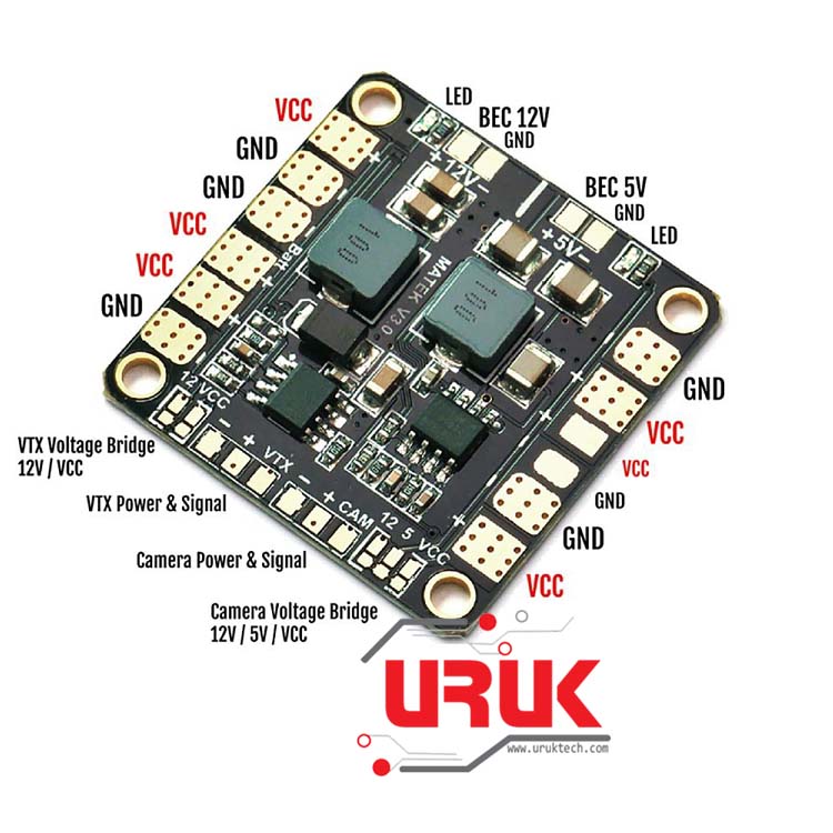 Mini Hub Power Distribution Board PDB with 5V 12V for Quadcopter - UrukTech