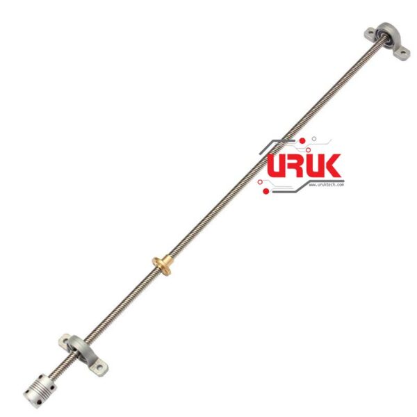 T8 Lead Screw 500/8mm + Brass Copper Nut + Bearing Bracket + Flexible Coupling - Image 2