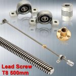 T8 Lead Screw 500/8mm + Brass Copper Nut + Bearing Bracket + Flexible Coupling