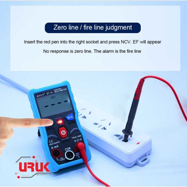 Auto Range Digital Multimeter with Flashlight, 4000 counts LCD display, and NCV - Image 5