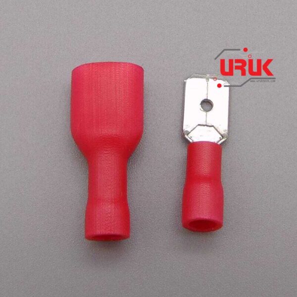 Pair of Female and Male Red Fully Insulated Crimp Connectors - Image 3