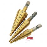3Pcs of HSS Titanium Step Drill Bits 3-12mm 4-12mm 4-20mm