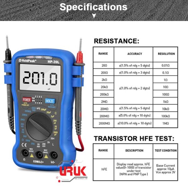 HoldPeak Digital LCR Meter and Transistor hFE Meter - Image 4