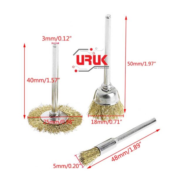3 Brass Wire Brushes Rotary Tool for Grinding and Engraving. - Image 4