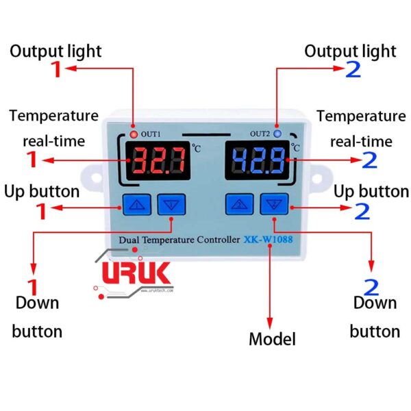 Dual LED Digital Temperature Sensor Meter Controller 110 – 220VAC - Image 2